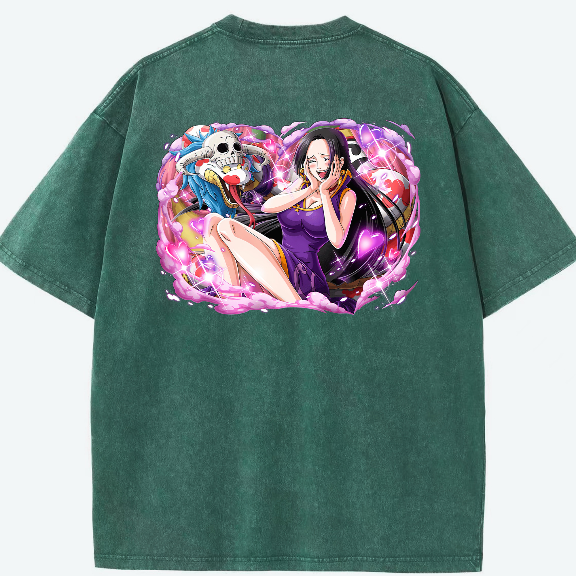 ワンピース ボア・ハンコック ONE PIECE Boa·Hancock 綿100% ヴィンテージ風 半袖Tシャツ（背面プリント）